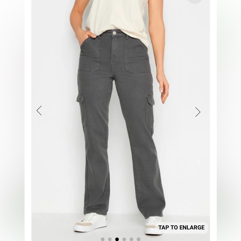 LTS Tall Grey Straight Leg Cargo Jeans